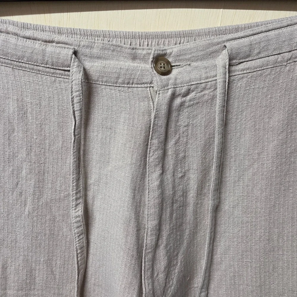 Havana Nines Womens M Taupe Linen Rayon Pull On Casual Beach Pants